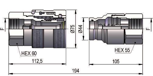 002 2376 5.3531.003 1117 10 NPT 1"¼ ANSI B1.20.3.3531.012 2400 5.3531.013 1130 10 IG 2 1"5/8-12 UN 2B SAE J 1926-1.