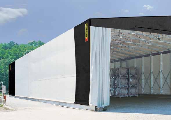 CAPANNONI FISSI E RETRATTILI FIXED AND RETRACTABLE WAREHOUSES INDIPENDENTI E FRONTALI FREESTANDING AND FRONTAL WAREHOUSES INDIPENDENTE FREESTANDING FRONTALE FRONTAL Creano un area coperta