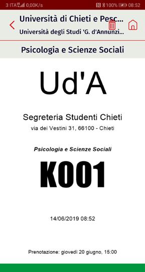 Nel caso di prenotazione di un servizio (Figura 5 e 6), l utente ha la possibilità di valutare la disponibilità e fruibilità effettiva del ticket, ciò avviene tenendo conto: del tempo stimato di