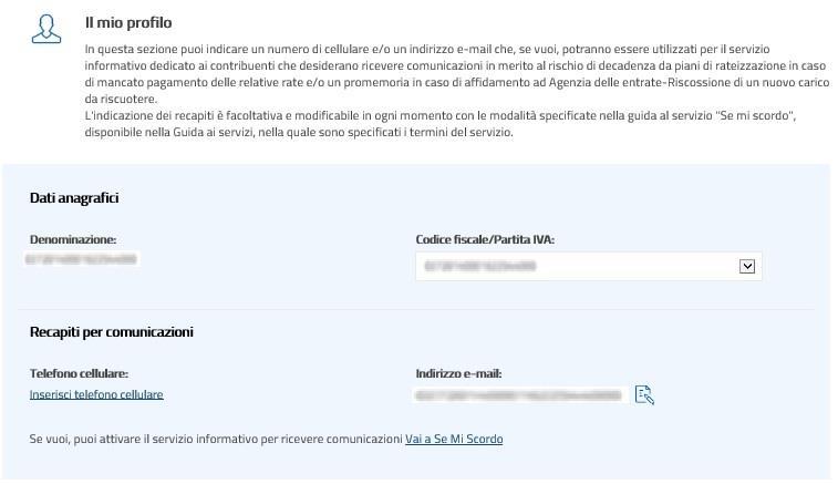 Il mio Profilo Al primo accesso, o comunque prima di iniziare a operare, è necessario inserire un indirizzo e-mail che sarà utilizzato per le successive comunicazioni.