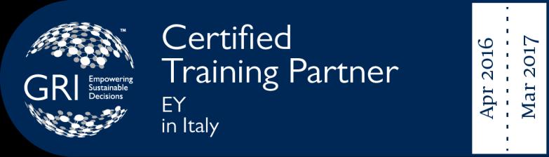 La partnership con il GRI EY Sustainability è un GRI Certified Training Partner, cioè Partner ufficiale del Global Reporting Initiative in esclusiva su tutto il territorio italiano per la formazione