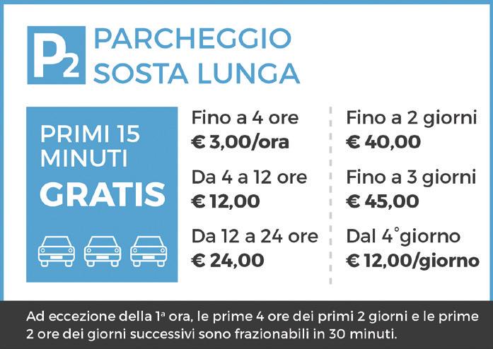 GUIDA AI SERVIZI I PARCHEGGI DELL AEROPORTO Sono presenti i parcheggi P1 (a sosta breve) e P2 (a lunga sosta), posti di fronte al