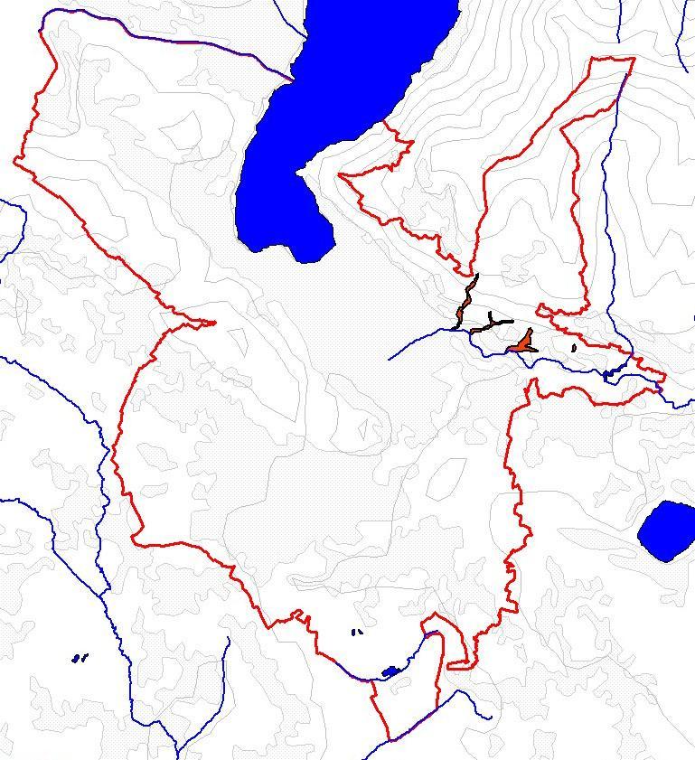 Rientra in questa Sottoclasse la parte terminale di alcuni corsi d acqua, generalmente con bacino esteso, drenanti il versante nord del Cosia. Fig. 10.20 Distribuzione della Sottoclasse 4.