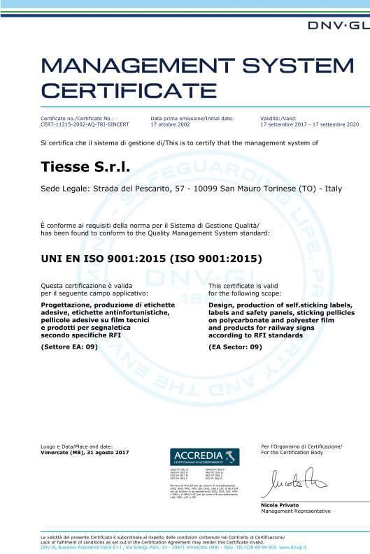 IL NOSTRO CERTIFICATO