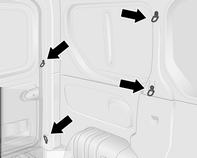 82 Oggetti e bagagli Occhielli di ancoraggio possono essere presenti sul pavimento del veicolo e / o nella parete laterale.
