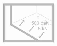 posteriori. La massima forza applicata sugli occhielli di ancoraggio non deve superare 500 dan/5 kn/5000 N.