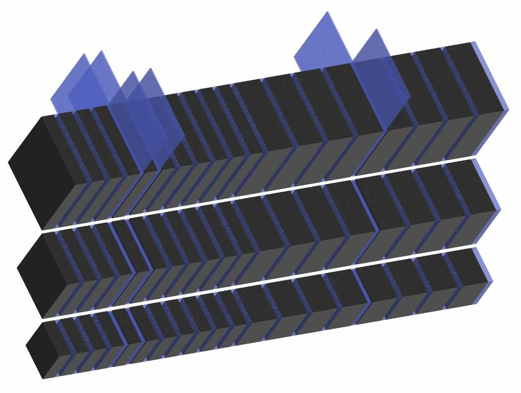 8X 0 10X 0 34X 0 Detector #1 3 torri con la stessa struttura longitudinale ma con differenti dimensioni trasversali Dimensioni max (90 335 290) mm 3 Beam Thinner sampling Thicker sampling