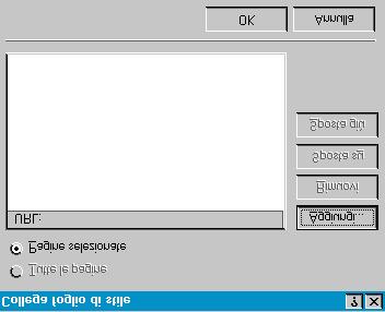 Per farlo andiamo nel menù 'Formato' e clicchiamo su 'Collegamento al foglio di stile...'. Si aprirà la seguente finestra: Da qui potremo collegare le pagine selezionate o tutte le pagine del Web ad un foglio di stile.