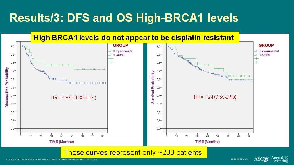 Results/3: DFS and OS High-BRCA1 levels