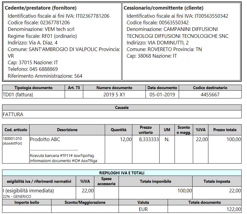 Configurazione / Emissione e contabilizzazione fattura