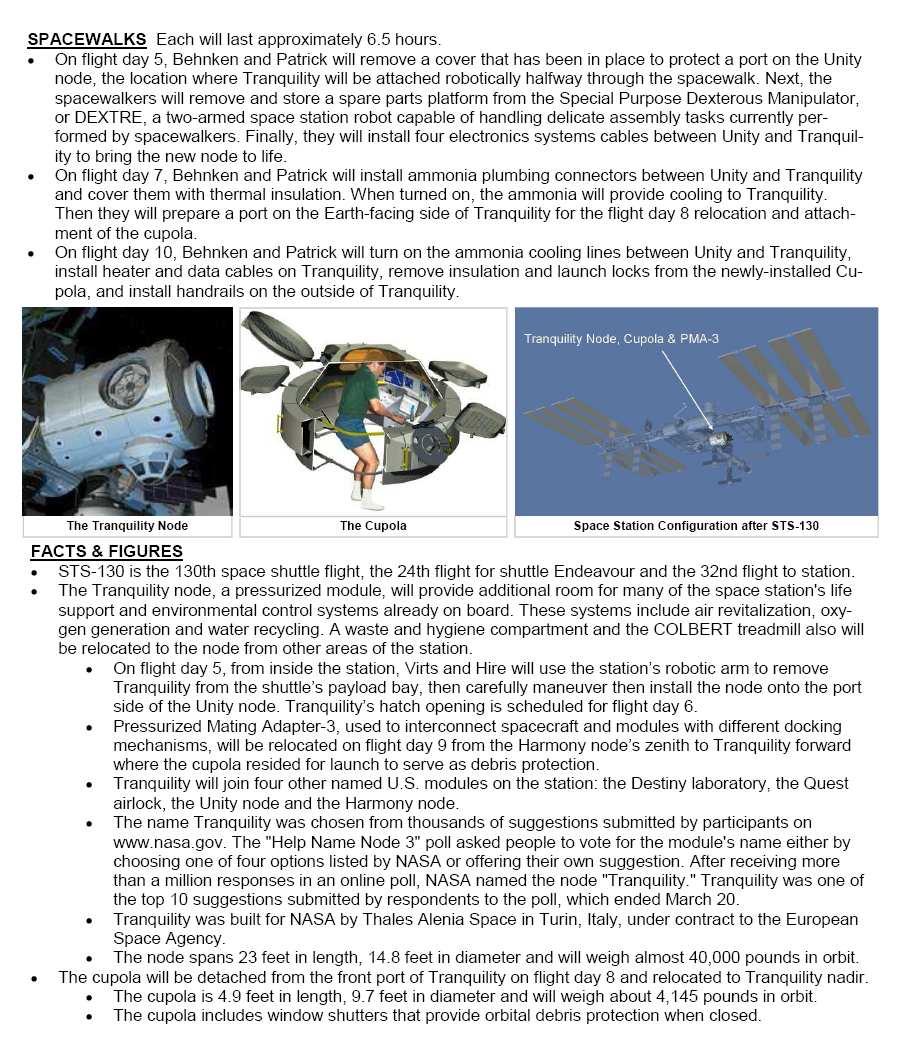 REMAINING SPACE SHUTTLE MISSIONS La missione attuale è la quint ultima degli Space Shuttle: nelle prossime due pagine riportiamo, sempre dal sito