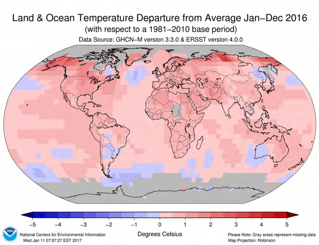 Il 2016 L anno più caldo a livello mondiale dal 1880!