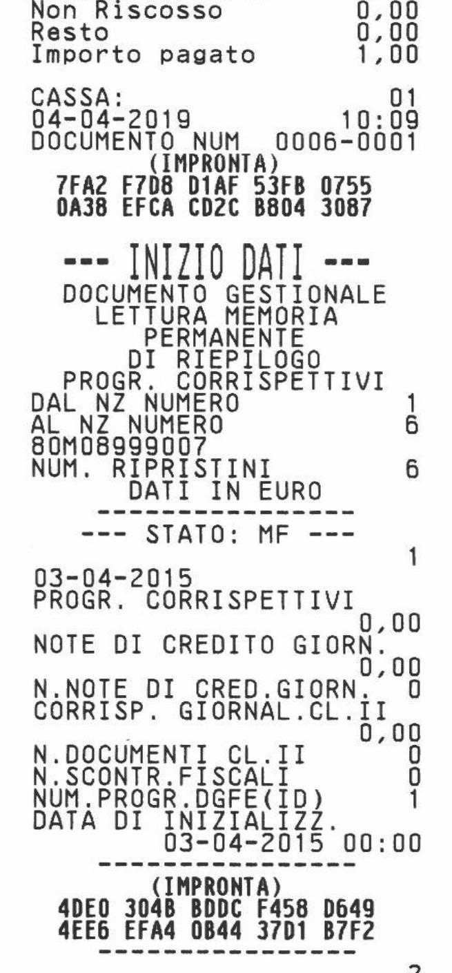 SET 452 Stampa uno scontrino selezionato mediante numero SET 453 Stampa degli scontrini di una data SET 454 Stampa degli scontrini