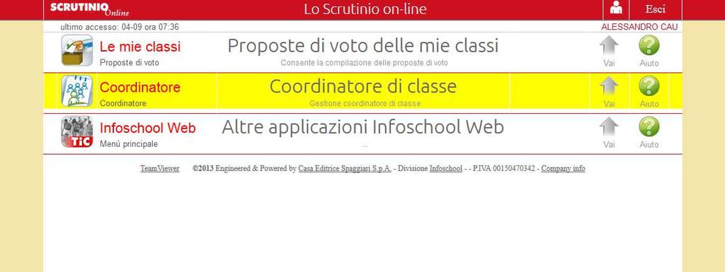 Scrutinio on line 3) Selezionare