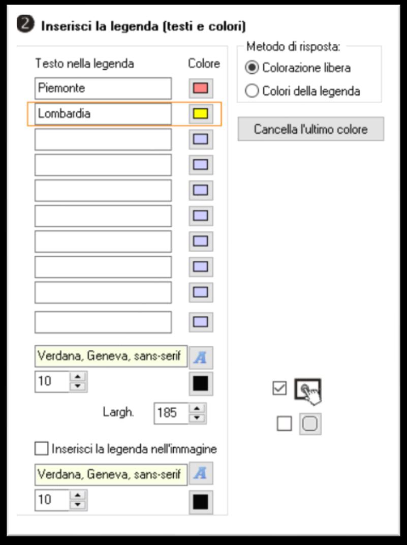 1 2 Il Metodo di risposta" denominato Colorazione libera (figura 15, numero 1) farà sì che l'attività non avrà alcun sistema di verifica: l alunno potrà colorare l immagine come meglio desidera e