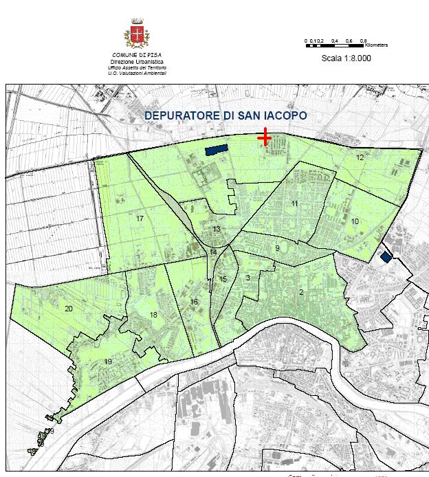 Di seguito è rappresentata l area del bacino di depurazione per il conferimento dei reflui civili: