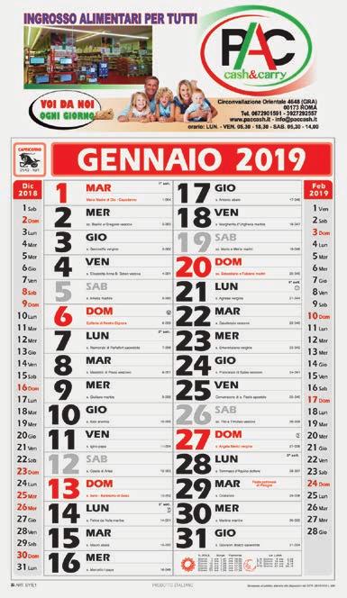 CALENDARI 18_2_Layout 1 07/06/18 11:20 Pagina 100 cm 10,5 cm 24,5 F04492-RN ROSSO NERO F04492-VN VERDE NERO F04492 MIGNON 1,0800 Calendario olandese 12 ff. 24,5x44,5 ca.