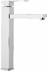 Q 10 L Miscelatore monocomando alto per lavabo, con scarico click-clack, con troppo pieno. Single-lever basin mixer high neck with click-clack waste with overflow.