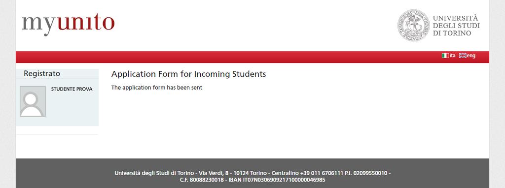 La tua application form è stata inviata. Riceverai una email di conferma della ricezione dell application.