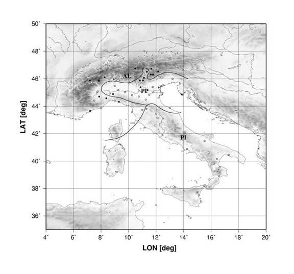 Temperatura media annua e Tm stagionali in Italia dal 1800 REGIONALIZZAZIONE (Principal Component