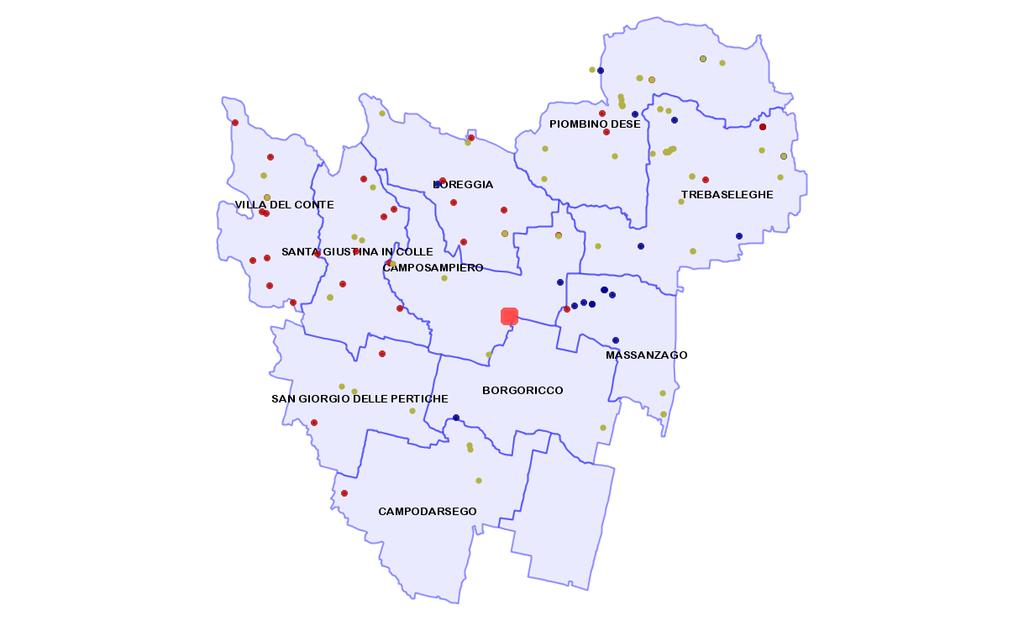 Camposampierese: Allevamenti Allevamenti Bovini da latte: >50 capi Bovini da latte: >50 capi Suini:>100 capi 12 Km Bovini da latte Bovini da carne Suini n.