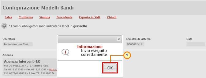 Figura 65: Messaggio di conferma configurazione modello Nel caso sia stato eliminato un attributo obbligatorio sul modello