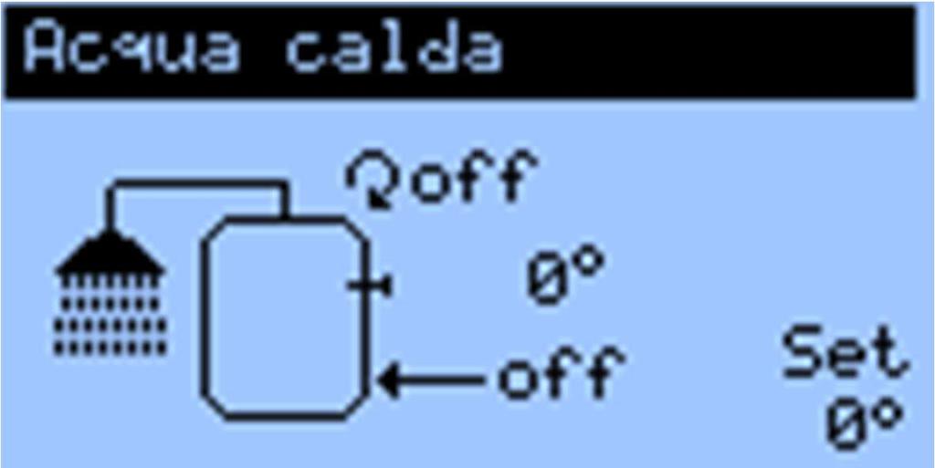 comando pompa di ricircolo indicazione temperatura accumulo acs set temperatura acqua calda cambio impostazione indicazione comando produzione acqua calda sanitaria aumenta/riduce
