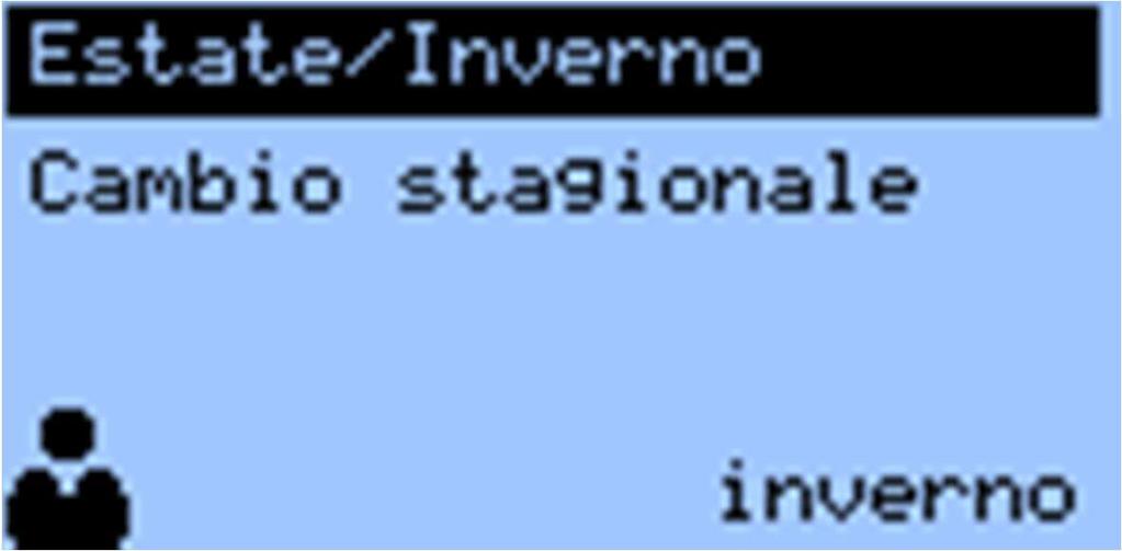 Estate/Inverno Viene visualizzata l attuale modalità di funzionamento dell impianto e a seconda della configurazione della modalità di commutazione