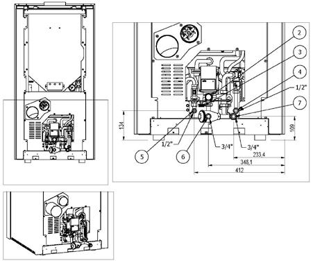 7.5 SCHEMA ALLACCIAMENTO (IDRO PRINCE 3 23 H 2 O, AQUOS 3 23 H 2 O) 15 31 32 A4 1/2 3/4 A3 52 52 3/4 1/2 232 A2 A1 A5 Fig. 42 - Schema allacciamento con ACS LEGENDA Fig. 42 a pag.