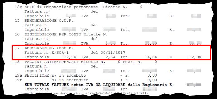 numero fattura, con il suffisso indicato sulla piattaforma WebScreening (nelle immagini si vede E\SCR come da