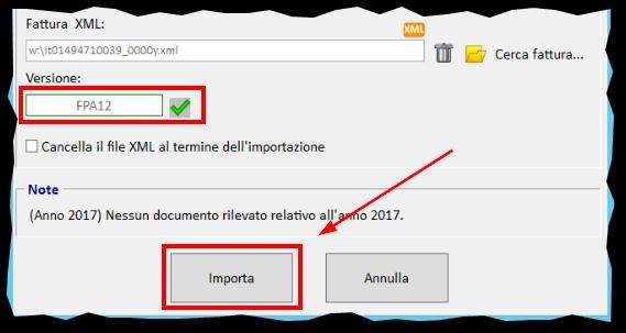 procedere con Importa Verrà mostrata la fattura con la