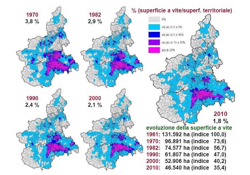 La collina (viticola) Incidenza della SAU a vite sulla superficie territoriale Fonte: Censimenti agricoltura ISTAT L area del vino è un