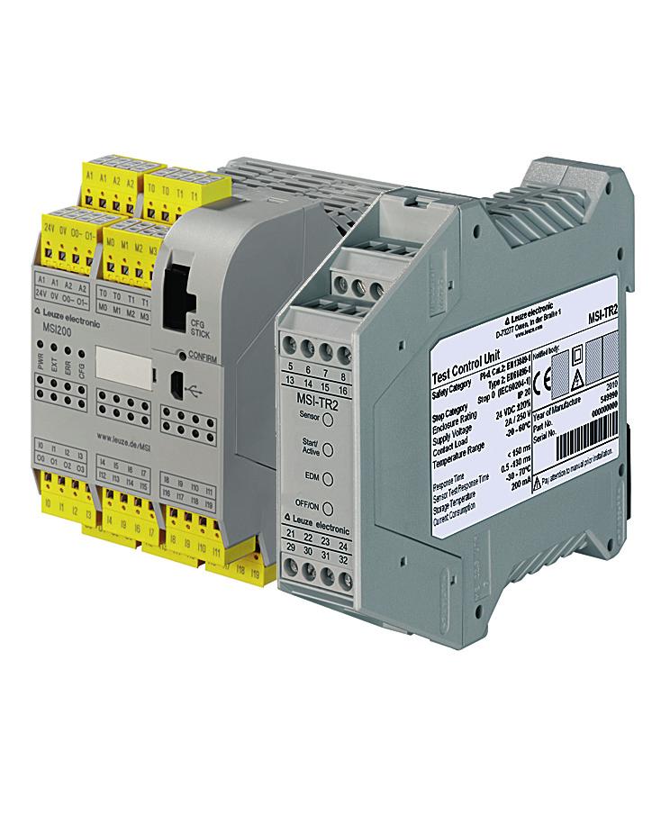 Moduli di sicurezza Fotocellule cub. Funzioni -T 1 Blocco di avviamento/riavviamento selezionabile 2 Controllo contattori (EDM) selezionabile 3 Uscita di segnalazione «ERROR» Fotocellule cil.