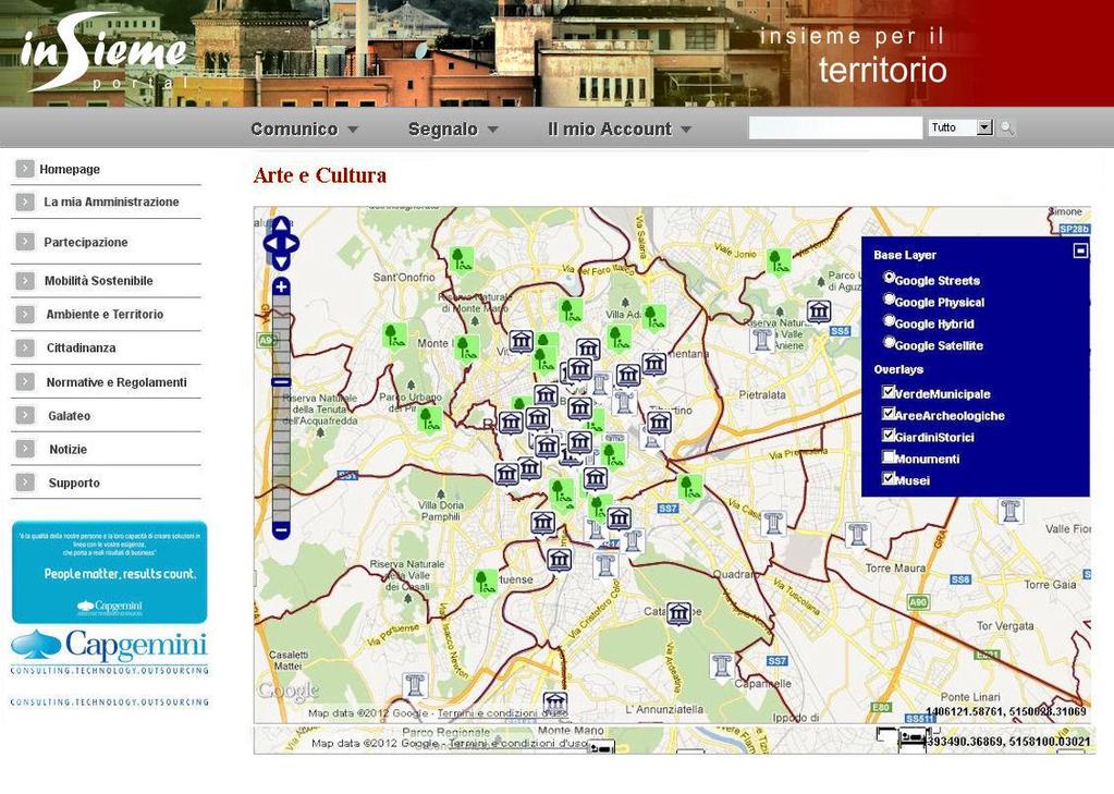 Open Data di Arte e Cultura cartografica e di dettaglio di: Aree Archeologiche Giardini Storici Monumenti Musei Open Data della Popolazione di Roma cartografica suddivisa per Municipio, fascia d età,