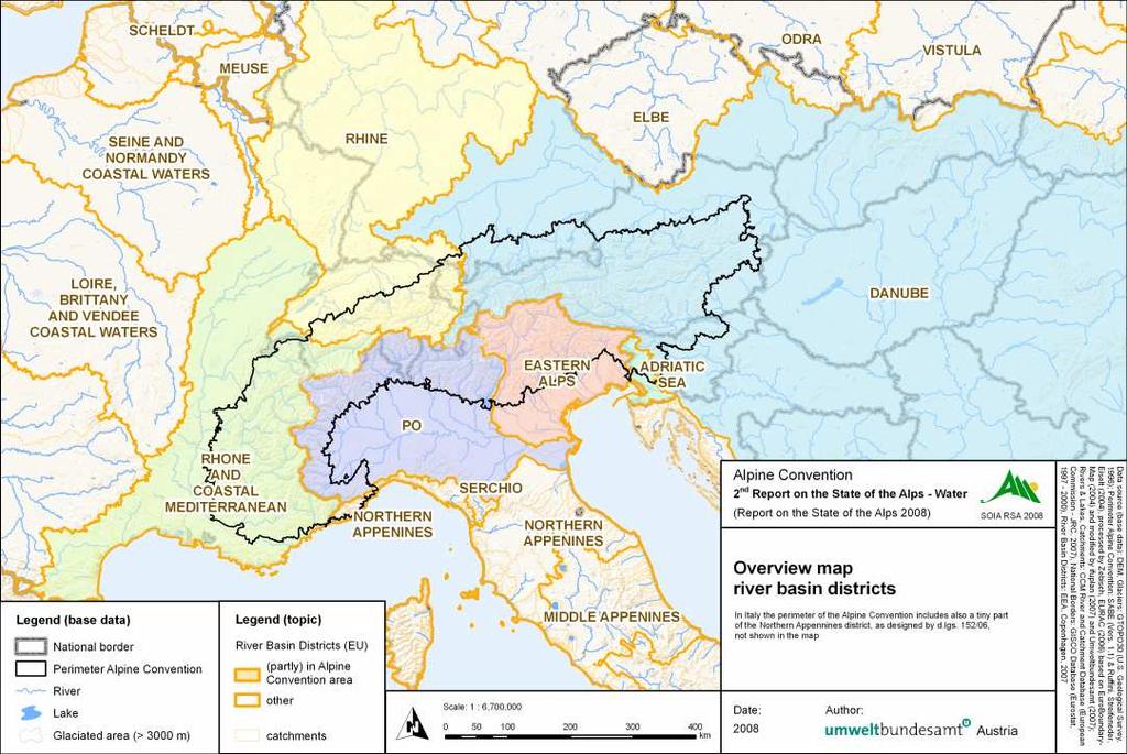 Le Alpi in Europa Nelle Alpi, corsi d acqua e laghi sono altamente interconnessi e tutti