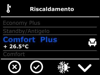 permette di selezionare i parametri interessati dai programmi raffrescamento oppure riscaldamento Scorrimento lista parametri