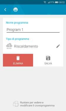 Programma 1, Programma 2, Programma 3, Programma 4. Tenendo premuto si accede alla schermata di configurazione del programma attivo.