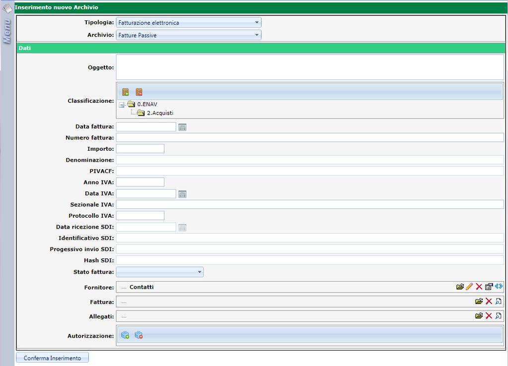 DocSuite Modulo Fatturazione Elettronica, pagina 9 di 18 Gestione fatturazione analogica passiva Sia nel caso di fatturazione da parte dei contribuenti minimi o altri soggetti non obbligati alla