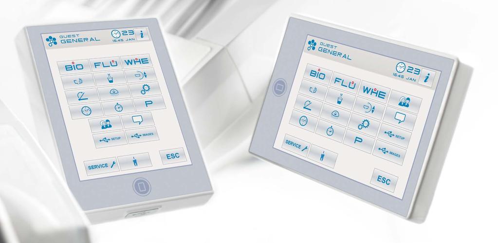 Full Touch multimediale Oltre a trasmettere i dati operativi del riunito, il display consente la visualizzazione di esami radiografici a tutto schermo.