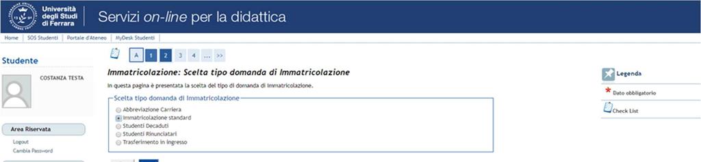 a. Il sistema riepiloga i passaggi in cui si articola la procedura, cliccare quindi su