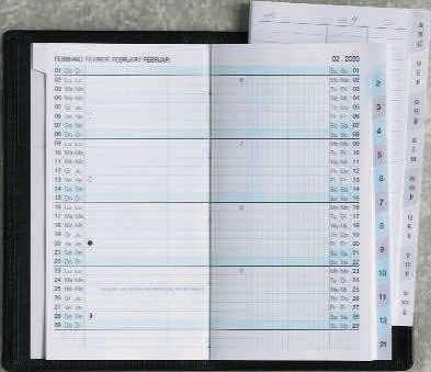 planning mensile fustellato - 4 lingue: I-F-GB-D - carta bianca 80 gr - 1 fascicolo 32 pagine diario con