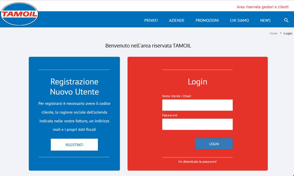 Primo accesso Gestore Accesso Utenti Gestore Per accedere la prima volta all area