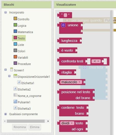 Una volta che ho creato una lista con 6 elementi procedo a