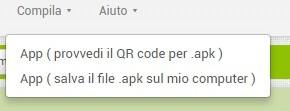 Se questa procedura non dovesse funzionare, puoi sempre costruire l app compilando il programma.apk, seguendo questi consigli: Seleziona Compila dal menu in alto e poi seleziona App (salva il file.