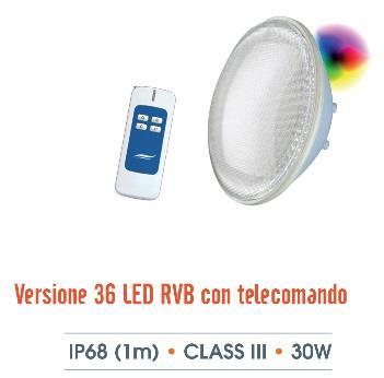 1070165 Lampada per faro a led PAR 56-270 LED 18 W - RGB - con telecomando 1070802 Lampada per faro a led PAR 56-270 LED 18 W - RGB - con telecomando scatola 12 pezzi Il comando si effettua per un