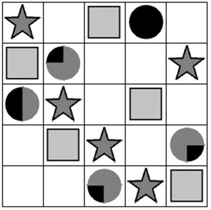 11. FUTOSHIKI (10 punti): Inserite nello schema i numeri da 1 a 4 in modo che ciascuno compaia esattamente una volta in ogni