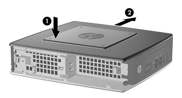 2. Far scorrere il pannello di accesso verso il fondo dell'unità fino a quando sia a livello con la parte inferiore dello chassis (2). 3. Rimontare la copertura del compartimento sicuro.