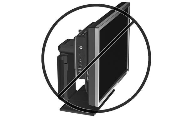 Opzione di montaggio non supportata ATTENZIONE: Il montaggio di un thin client in modo non supportato può provocare guasti dell'hp Quick Release e danneggiamenti del thin client e/o di altre