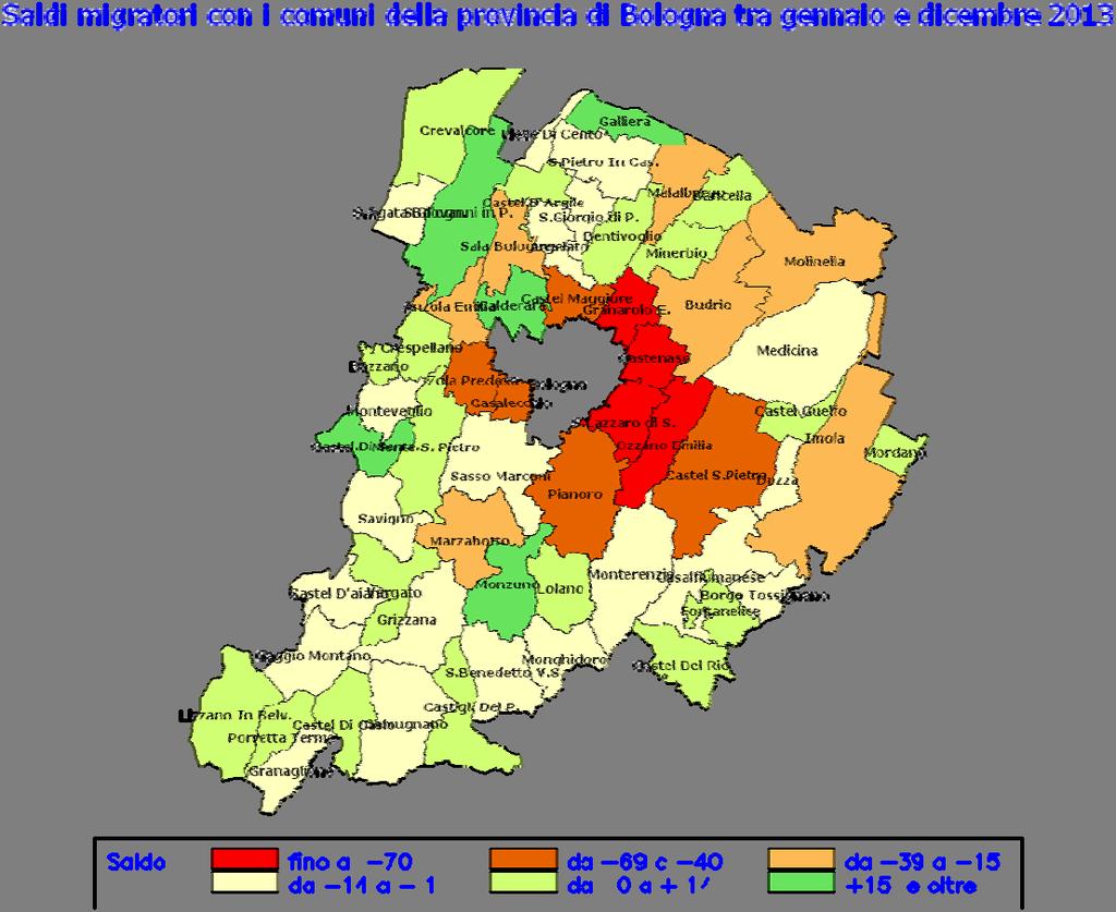 Nel 2013 il capoluogo registra con i comuni della provincia un passivo di 883 residenti.