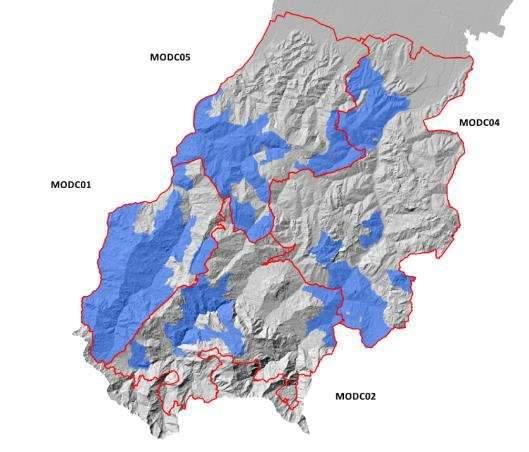 Figura MO07 Areale riproduttivo del cervo in Provincia di Modena (Anno 2016) Provincia di Reggio Emilia e Parco nazionale L areale distributivo 2017 è stato aggiornato integrando le informazioni